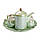 Чайний набір на 6 персон із заварювальним чайником та порцелянаовою підставкою Зелений HP-15-8, фото 6