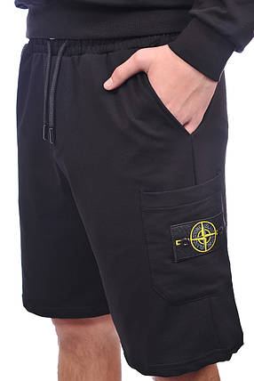 Шорти чоловічі трикотаж Stone Island 25-25S-09714 чорні, фото 1