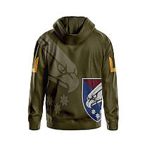 Худі чоловіче з принтом «25-та окрема повітрянодесантна бригада. Сталевий орел» хакі, фото 2