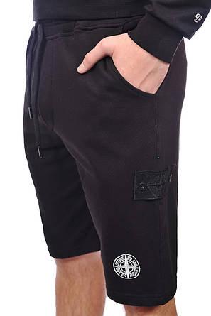 Шорти чоловічі трикотаж Stone Island 25-1299 чорні, фото 1