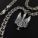 Срібна цепочка чоловіча і кулон герб України. Чоловічий підвіс тризуб і ланцюжок на шию. Срібло 925 65 см, фото 9