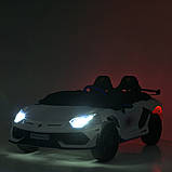 Дитячий електромобіль на акумуляторі Lamborghini M 6026 з пультом радіокерування для дітей 3-8 років Білий, фото 11