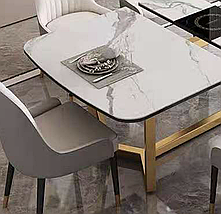 Стіл обідній 120(150) см розкладний на золотій ніжці Плімут, фото 4