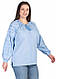 Жіноча блакитна лляна вишиванка, розміри S, M, L, XL, 2XL, 3XL, фото 4