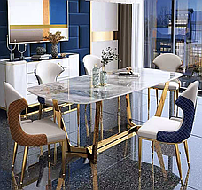 Стіл обідній 120(150) см розкладний на золотій ніжці Плімут, фото 2