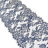 Ажурне французьке мереживо шантильї (з війками) блакитного кольору шириною 23 см, довжина купона 3.0 м