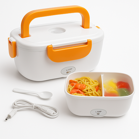 Електричний ланчбокс із підігрівом Electric Lunch Box 1,05 л (220 В, 40 Вт, герметичний, ложка в кришці), фото 1