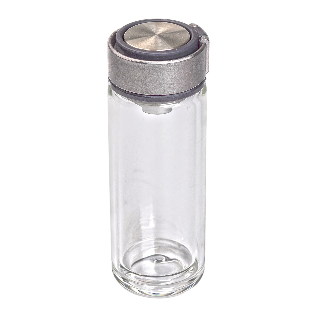 Термос скляний з подвійними стінками та ситечком 330 мл сірий HP-14-39G