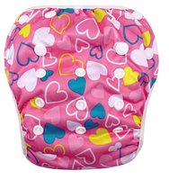 Багаторазові універсальні підгузки-трусики на кнопках для плавання 0-2 роки (Сердечки)