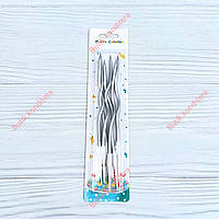 Свічки для торта "коктейльні" хром серебро, 6 шт/уп