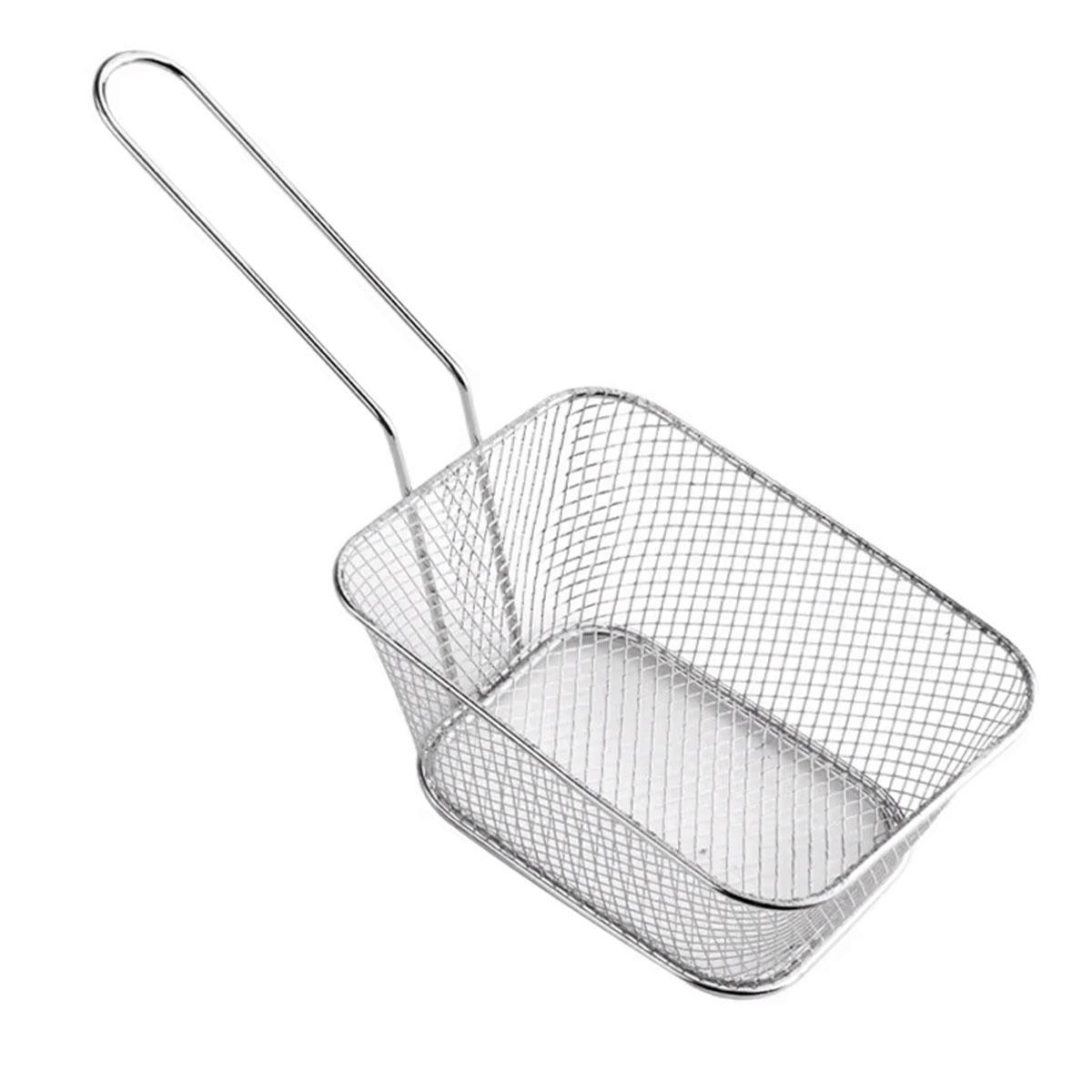 Кошик сервірувальний для картоплі фрі та снеків 14×10×6 см Сріблястий HP-19-8