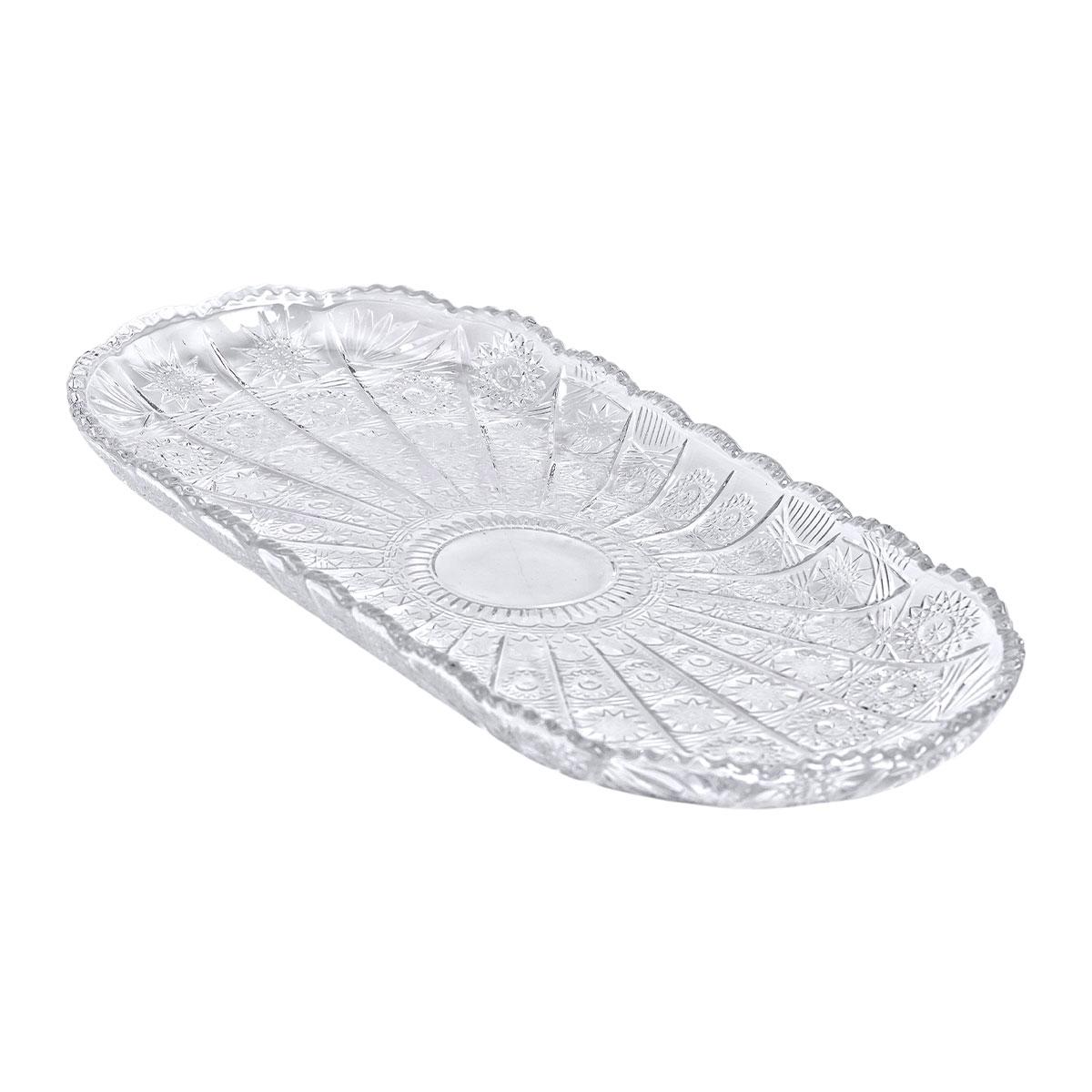 Сервірувальне блюдо для подачі закусок 33.5х15х2 см скляне овальне HP-YH-25, фото 1