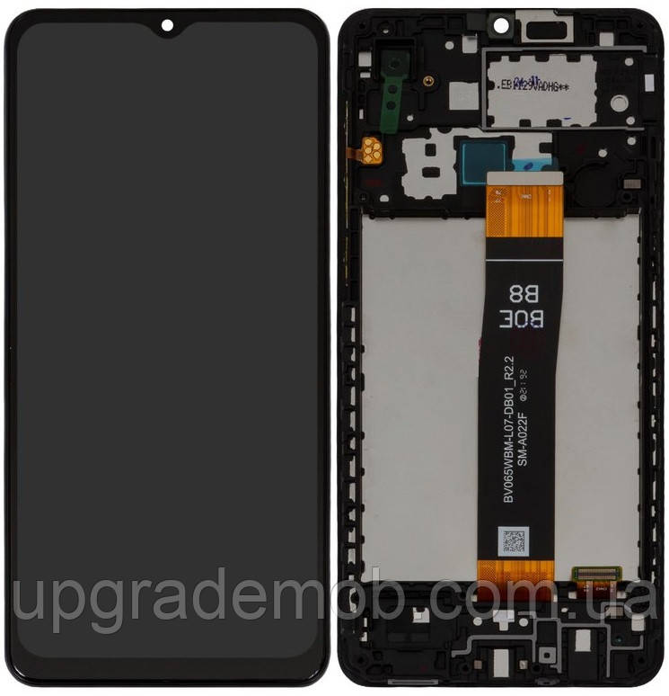 Дисплей модуль тачскрин Samsung A022 Galaxy A02 чорний оригінал з рамкою SM-A022F BV065WBM-L07-DB01_R2.2, фото 1