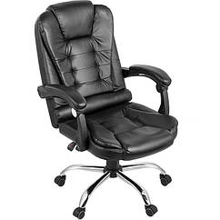 Кресло комп'ютерне ергономічне для офісу і дому еко-шкіра Польща (чорний колір)