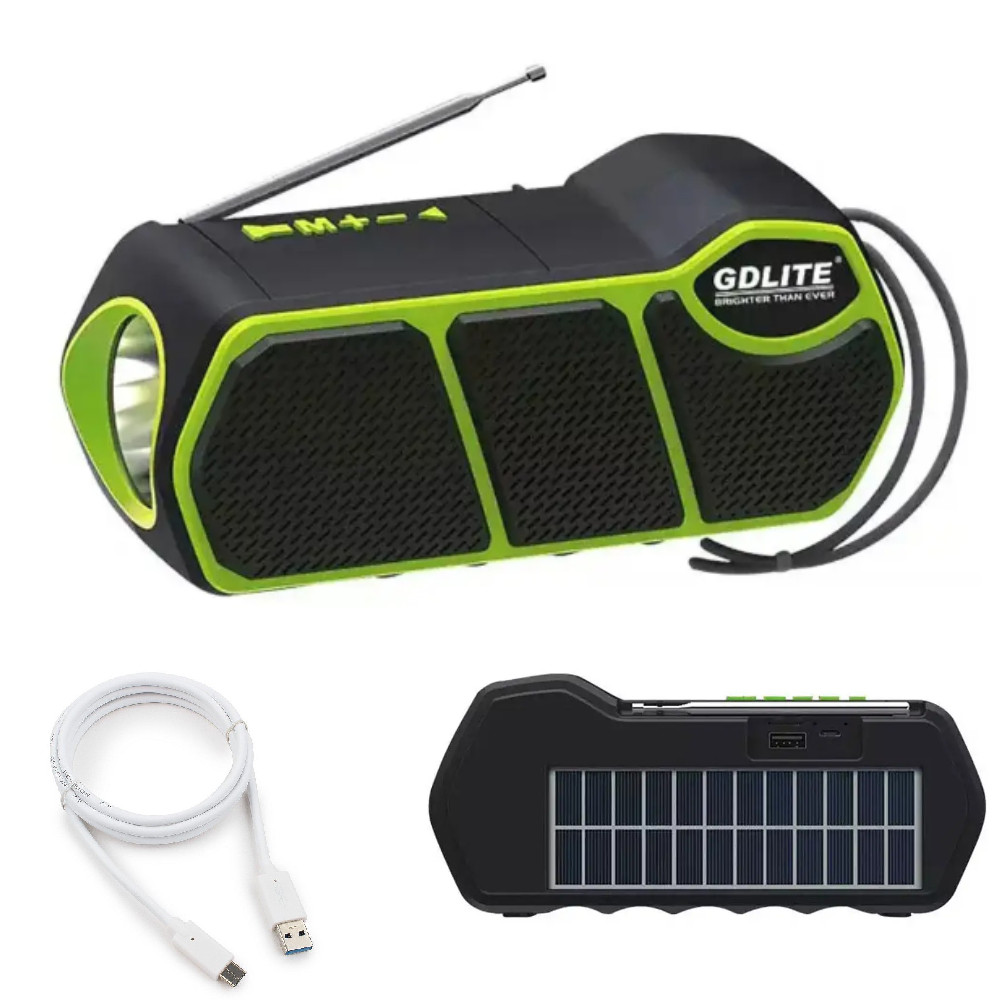Портативна сонячна система 3в1 GD-LITE-11, з Bluetooth, LED-ліхтарем, FM/SW/AM, MP3, TF та USB-зарядкою, фото 1