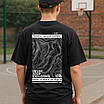 Футболка чоловіча TNF чорна з принтом, вільний крій, оверсайз, стрітстайл, фото 4