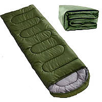 Спальный мешок-одеяло до 0 градусов, 21075см, Олива / Туристический спальник с капюшоном / Спальник для ВСУ