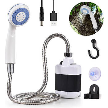 Туристичний душ від акумулятора Gotel Q16H / Кемпінговий душ з насосом / Похідний душ для дачі