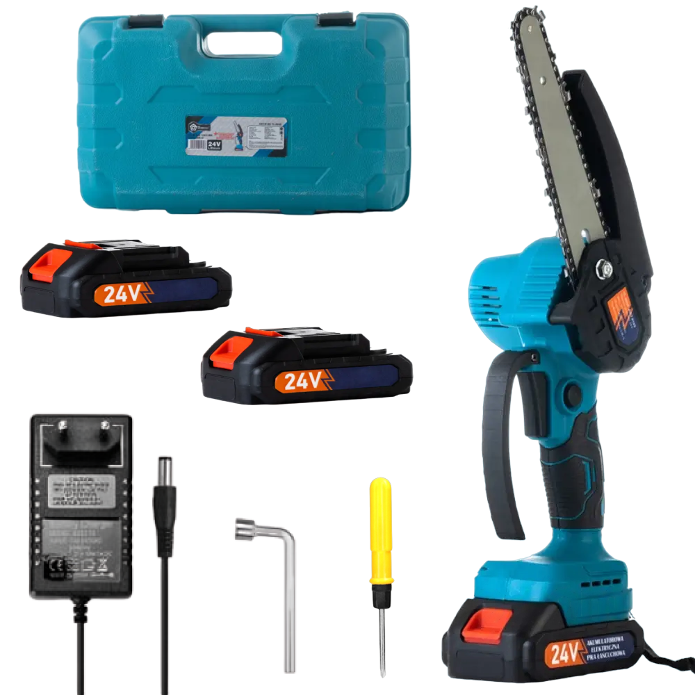 Акумуляторна ланцюгова пила 24 В, 1500 мА·год, TL 0600 з кейсом і 2 акумуляторами для зручних і безпечних, фото 1