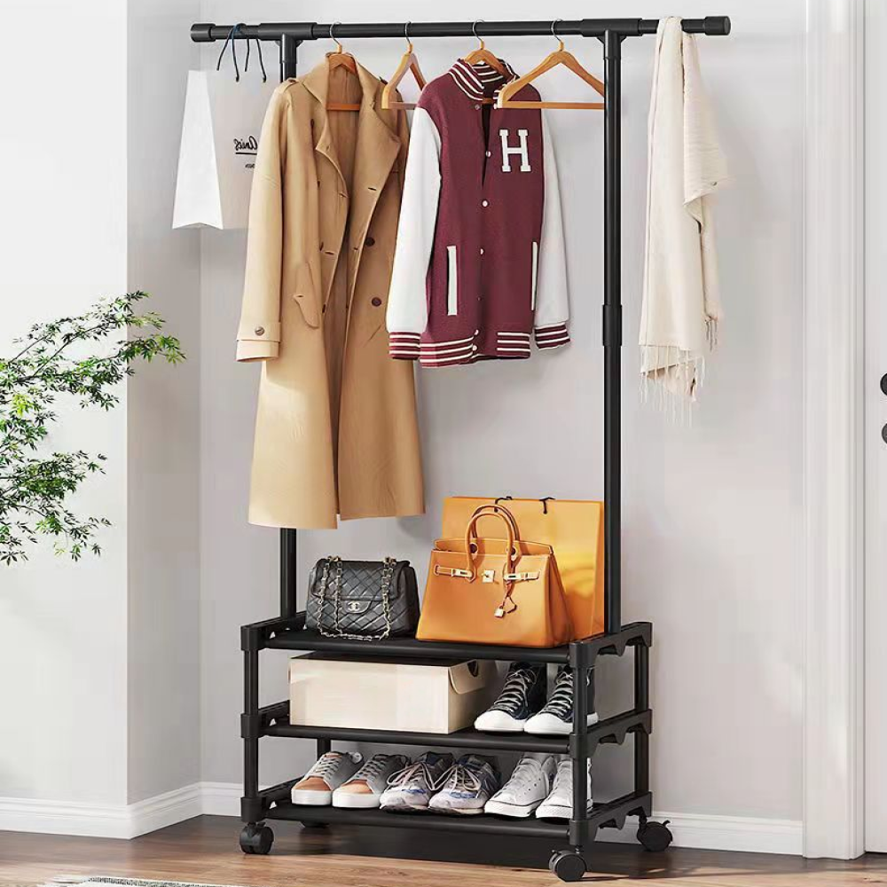 Підлогова вішалка для одягу SINGLE-POLE RACK 169х93х35 см зручна стійка для зберігання одягу в передпокої, фото 1