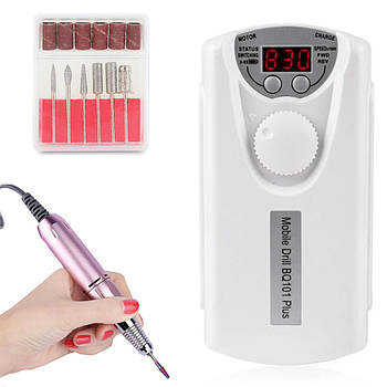 Фрезер для манікюру 45 Вт, 35000 об/хв, Mobile Drill BQ-101, Білий / Портативний фрезер