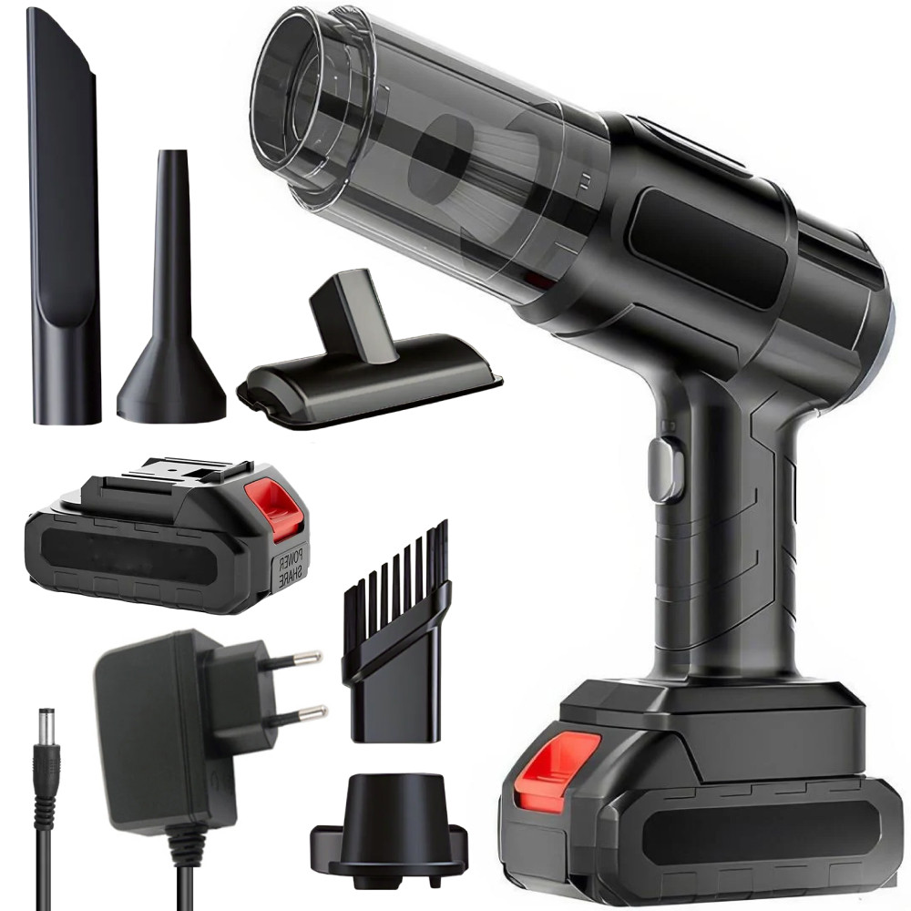 Автомобільний пилосос акумуляторний Dust Collector з 1 АКБ та 5 насадками для сухого та вологого прибирання., фото 1