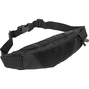 Поясна спортивна сумка 38х12х2 см, чорна / Міні-бананка для фітнесу