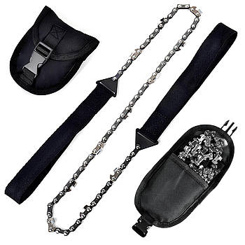 Ручна ланцюгова пилка в чохлі, 65 см / Туристична ланцюгова пилка з ручками / Кишенькова пилка похідна