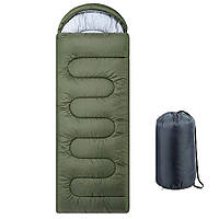 Зимний спальный мешок с капюшоном до -25°C, 220х75см, Хаки / Спальник теплый / Спальный мешок одеяло ВСУ