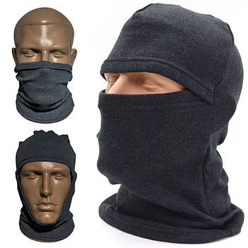 Зимова балаклава 3в1 універсальний розмір, Темно-сіра / Тактична балаклава підшоломник / Балаклава під шолом