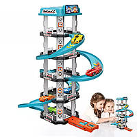 Дитяча перегонова траса-парковка 62 деталі з машинками та знімними елементами для збирання треку