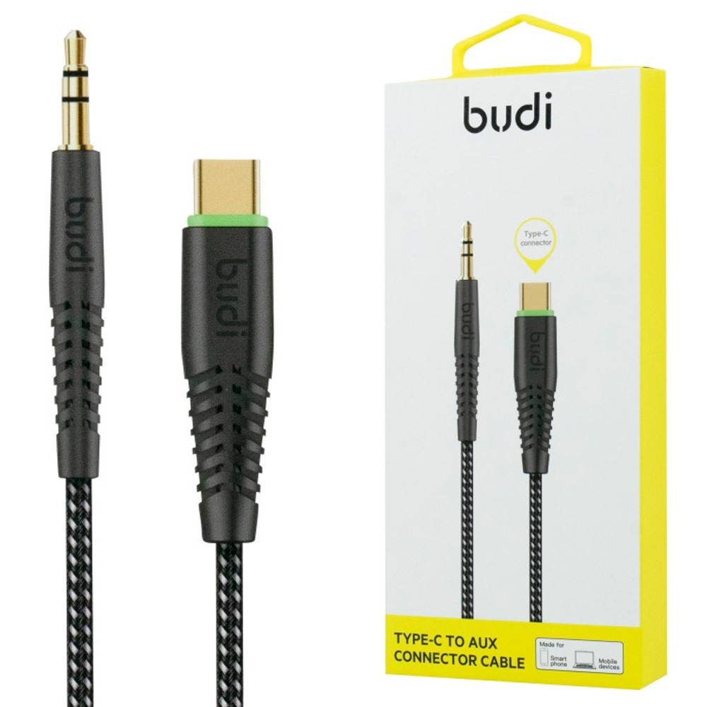 Кабель AUX 12м (Jack 35+USB Type-C), Budi DC150TXA12B / Провід для навушників, фото 1