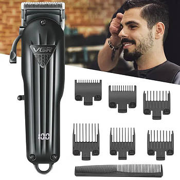 Машинка для стрижки волосся VGR V-282, з 6 насадками / Бездротовий акумуляторний тример для стрижки бороди