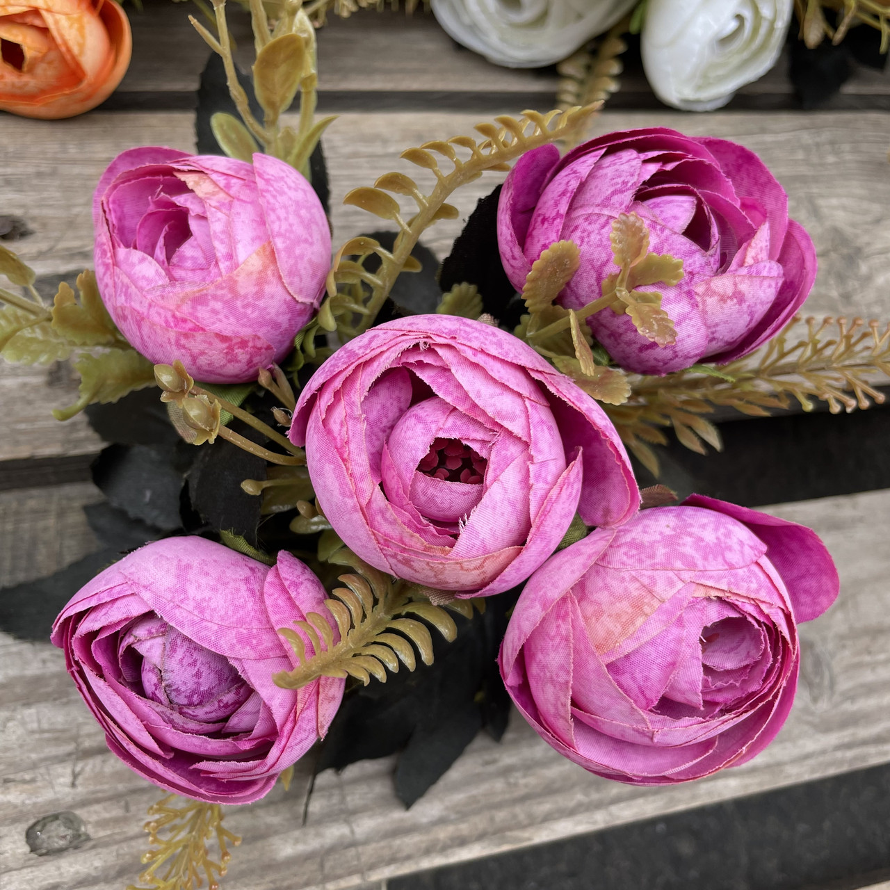 Штучні квіти Букет півонії камелія, лютики, рананкулюс 30 см, фото 1