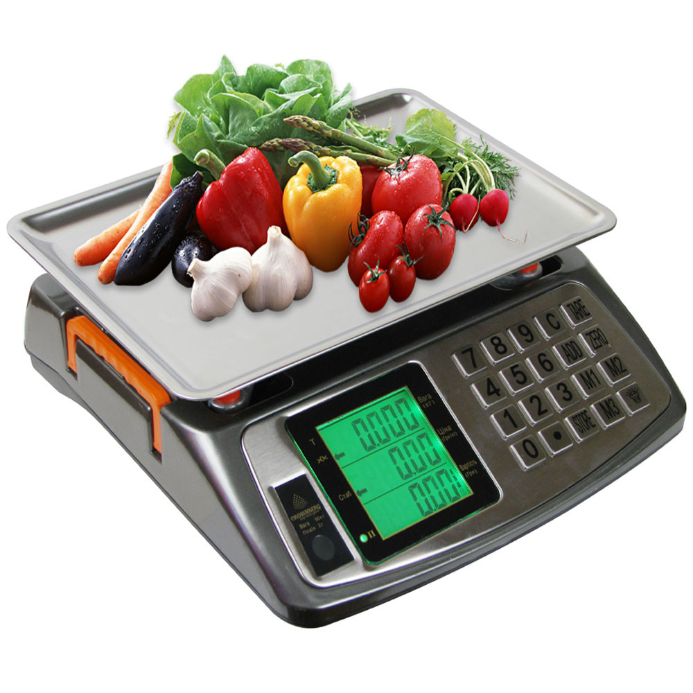 Настільні торговельні ваги 50 кг мережа/акумулятор із великим дисплеєм і функцією тарування, фото 1