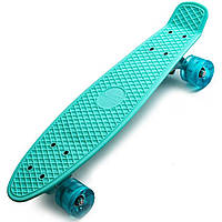 Світний пінні борд бірюзовий 55 см до 80 кг / Скейтборд / Дитячий круїзер скейт/Пенніборд