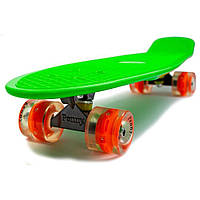 Світний пінні борд зелений 55 см до 80 кг/Кетборд/Кавячий круїзер скейт/Пенніборд