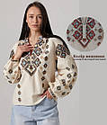 Жіноча вишиванка з геометричним орнаментом ESQ 5618, вишита блузка в етно стилі з довгим рукавом, фото 9