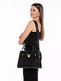 Жіноча сумка рептилія 3368-15 крос-боді чорна на ремінці, фото 8