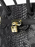Жіноча сумка рептилія 3368-15 крос-боді чорна на ремінці, фото 6