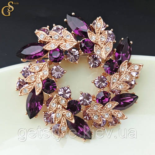 Позолочена брошка Brooch Flower сертифікат