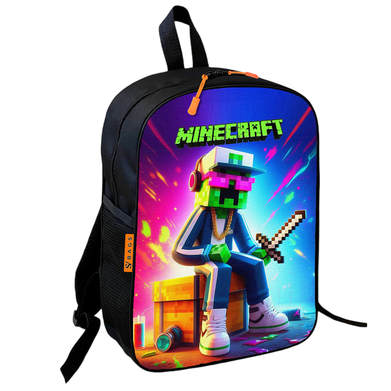 Рюкзак шкільний Minecraft - Кріпер з мечем, 36×27 см, дитячий для хлопчиків (1753), фото 1