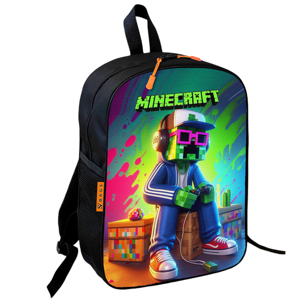 Рюкзак шкільний Minecraft - Кріпер в окулярах і кепці з джойстиком, 36×27 см для хлопчиків (1755)