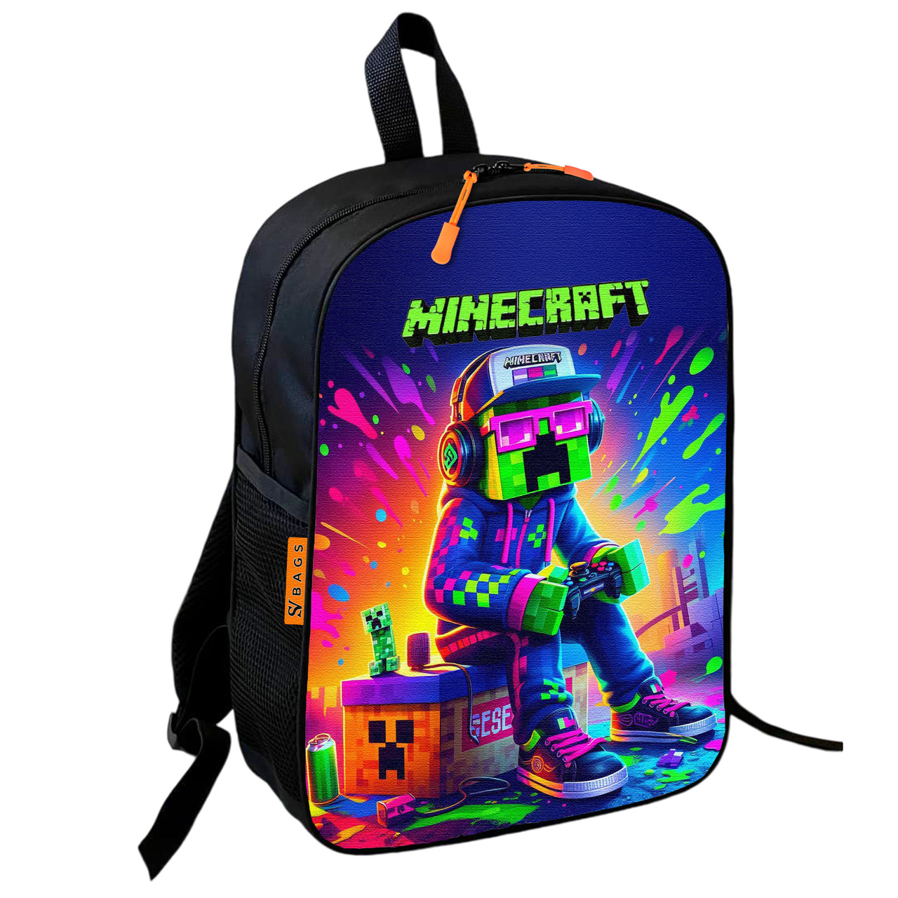 Рюкзак шкільний Minecraft - Кріпер в кепці з джойстиком, 36×27 см для хлопчиків (1756)