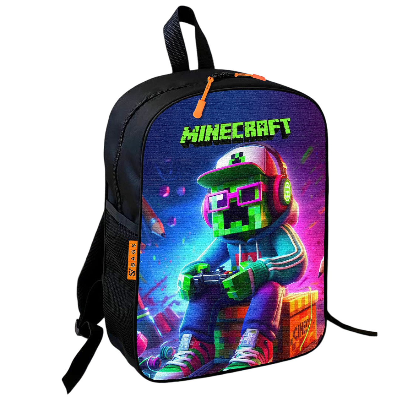 Рюкзак шкільний Minecraft - Кріпер в окулярах із джойстиком, 36×27 см для хлопчиків (1757)