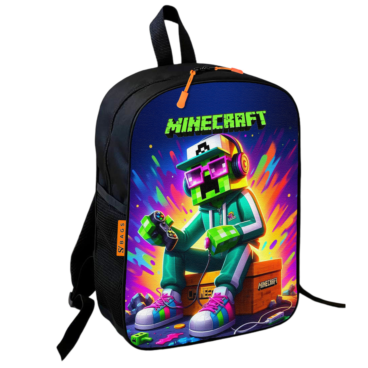 Рюкзак шкільний Minecraft - Кріпер сидить в окулярах, 36×27 см для хлопчика (1760)