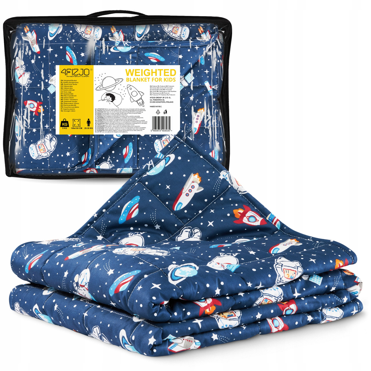 Ковдра важка (обважнена) 4FIZJO 5 кг 100 x 150 см дитяча Blue (P-5905973403559) -UKMarket-, фото 1