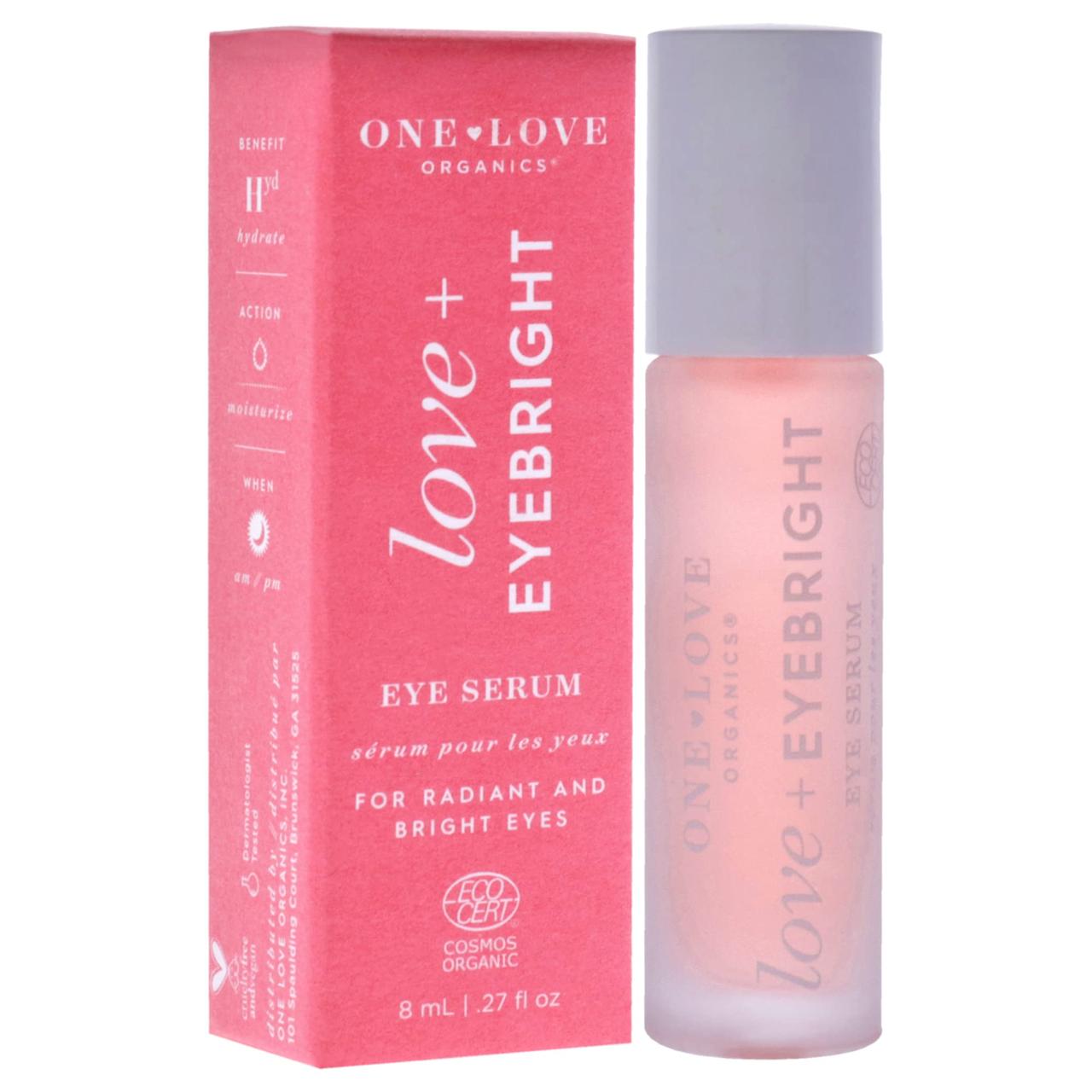 One Love Organics Love and Eyebright Eye Serum – сироватка для шкіри навколо очей, що зменшує набряки та зволожує 8 мл