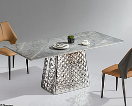 Стіл обідній модний «Атік» овальний 160×90 см, біла стільниця МДФ з пластиковим покриттям, металевий каркас хром, фото 2