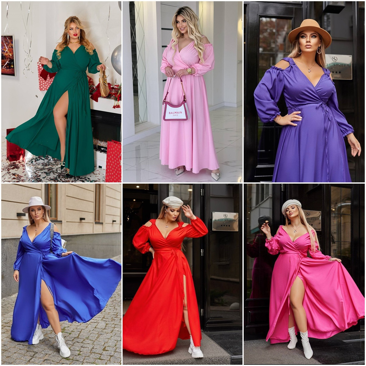 Довга шовкова сукня на запах батал